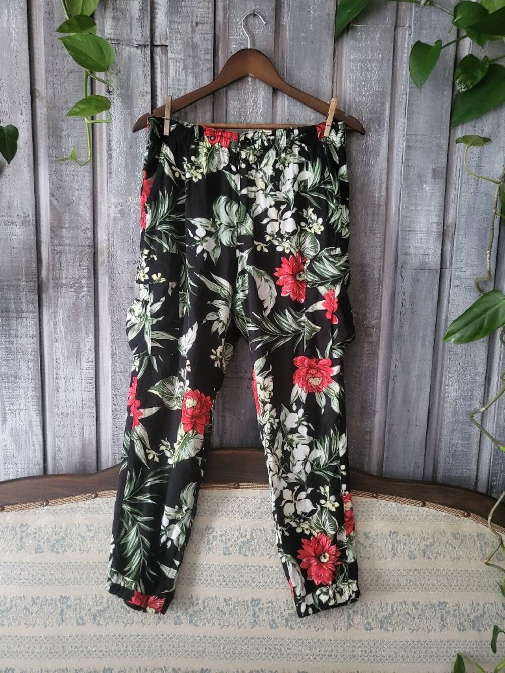 Cargo Jogger Pants M Retro 2010s Denim & Supply Ralph Lauren Tropical Floral